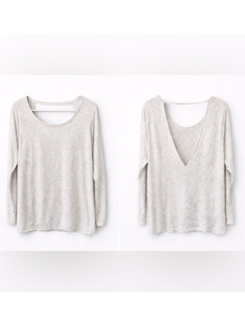 PINK Victoria’s Secret Super Soft Long Sleeve Open V Back Tee XS Oversized